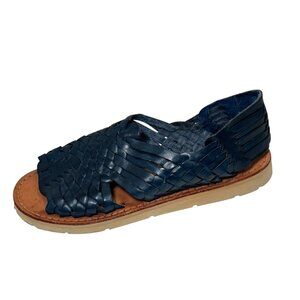 Brand X Huarache Sandals Womens 9 Blue Leather Woven Slip On Open Toe Comfort